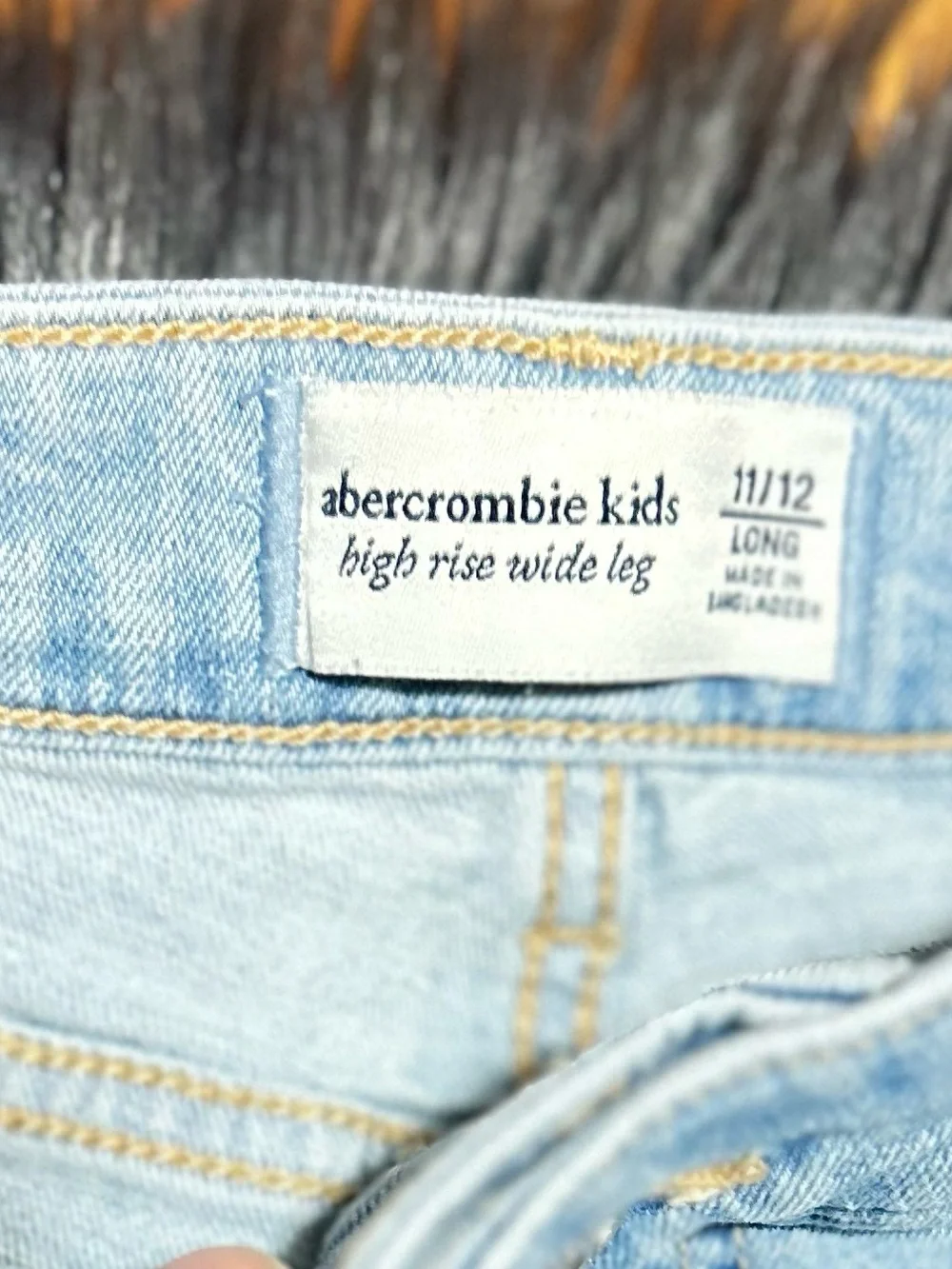 Abercrombie Kids Girls High Rise Wide Leg Utility Jeans Size 11/12 Long